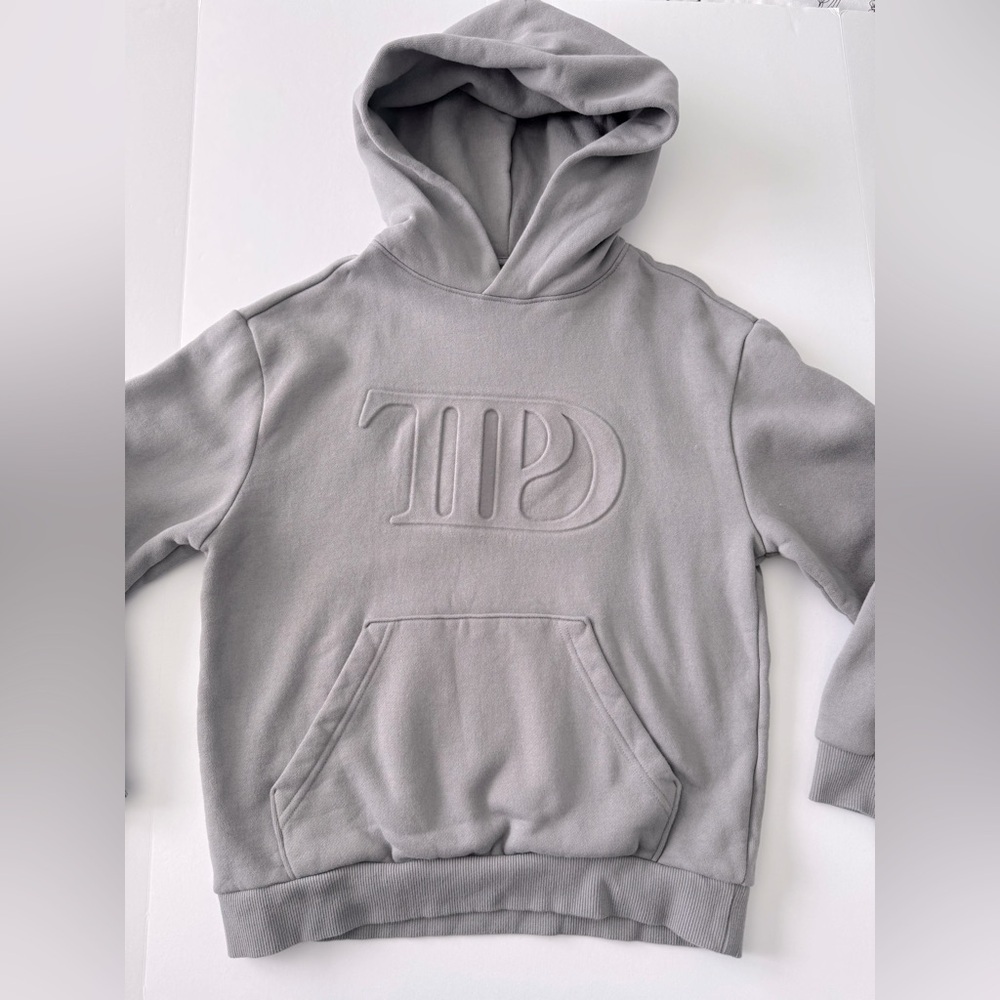 Taylor Swift The Tortured Poets Department TTPD Gray Embossed Hoodie Youth M - Picture 5 of 6